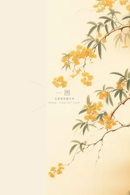桂花枝叶清新黄色国风背景 桂花枝叶清新黄色国风背景