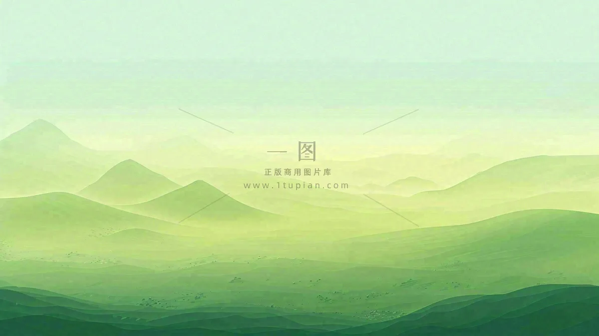 绿色延绵山脉意境国风