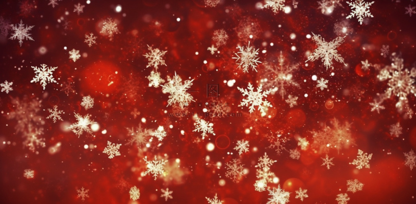 红色闪光粒子雪花光晕灯光喜庆摄影背景图