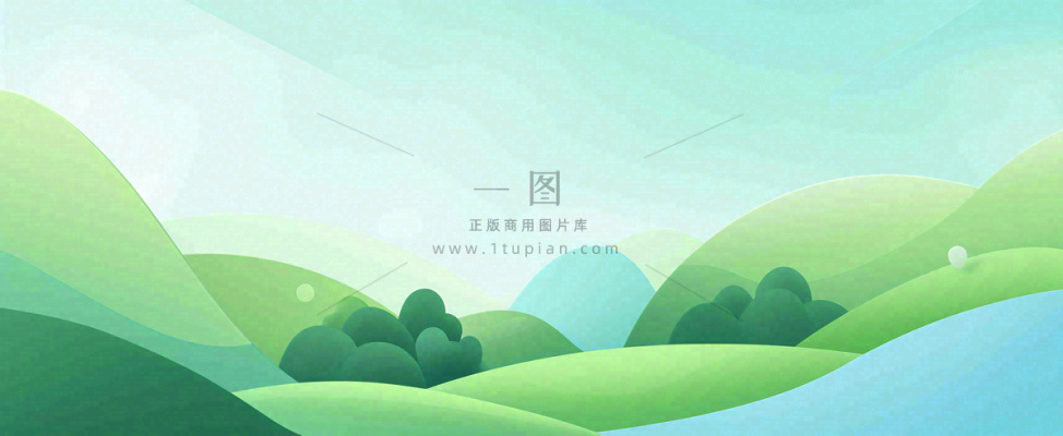 阳光明媚绿色的山坡卡通手绘春天