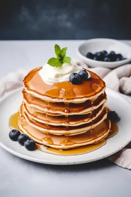 蜂蜜松饼塔美味糕点甜点摄影图