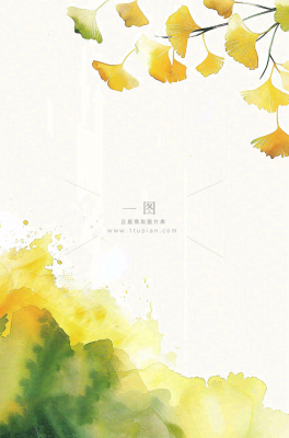 秋天银杏叶鸟儿中国风水彩国画立秋白露秋分插画背景 秋天银杏叶鸟儿中国风水彩国画立秋白露秋分插画背景