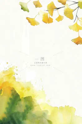 秋天银杏叶鸟儿中国风水彩国画立秋白露秋分插画背景 秋天银杏叶鸟儿中国风水彩国画立秋白露秋分插画背景