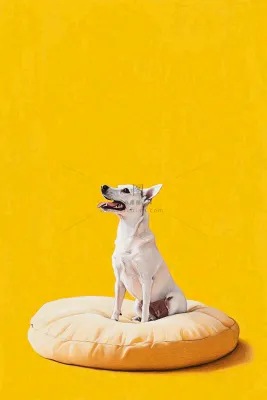 萌宠宠物小狗边牧动物黄色背景