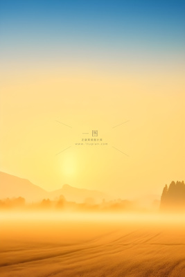 山脉蓝天渐变大气背景