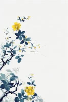 中国风简约淡雅枝叶节气海报背景