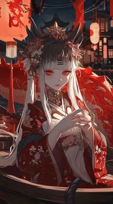 少女漫画古风灯笼夜晚夜景船只手绘插画 少女漫画古风灯笼夜晚夜景船只手绘插画