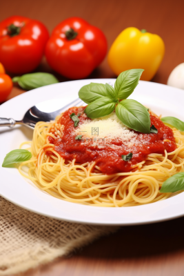 番茄意面美食摄影图