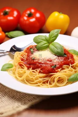 番茄意面美食摄影图