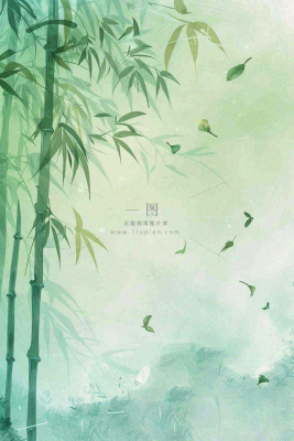 水彩竹林水墨竹子清明端午夏天插画背景