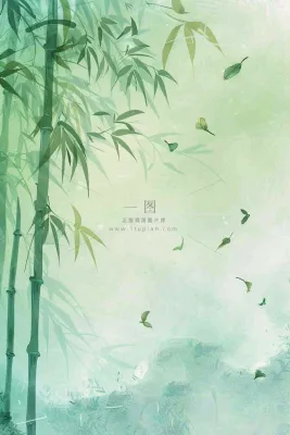 水彩竹林水墨竹子清明端午夏天插画背景