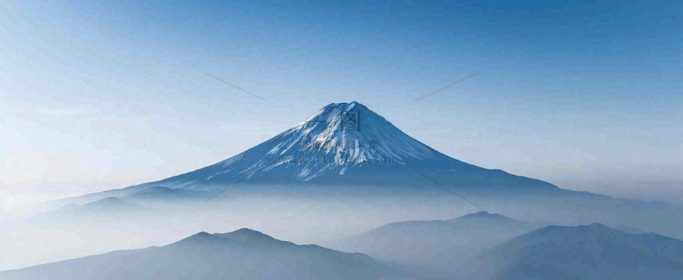 雪山山脉云层云端意境冰山，自然风景冬天蓝天白云摄影图
