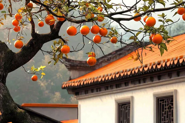 树枝上的橘子橙子高挂丰收成熟摄影图