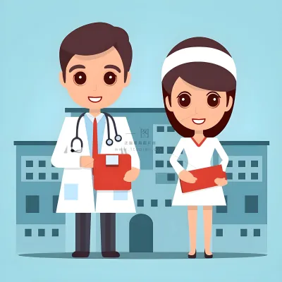 医生护士天使人物插画花海报素材背景