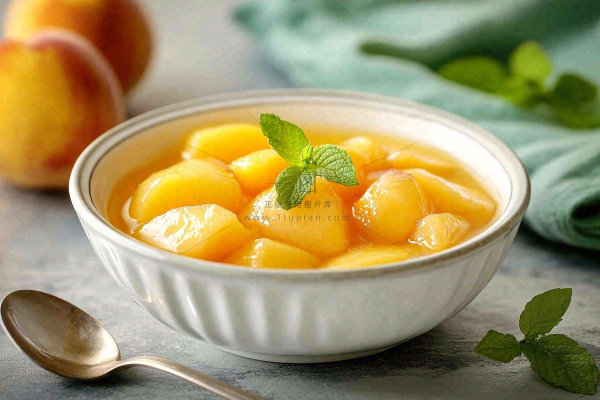 黄桃罐头水果美食饮品摄影图