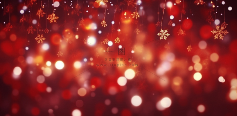 红色闪光粒子雪花光晕灯光喜庆摄影背景图