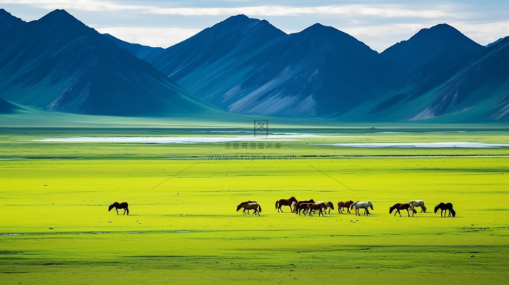 新疆春天草原风光大自然风景摄影图