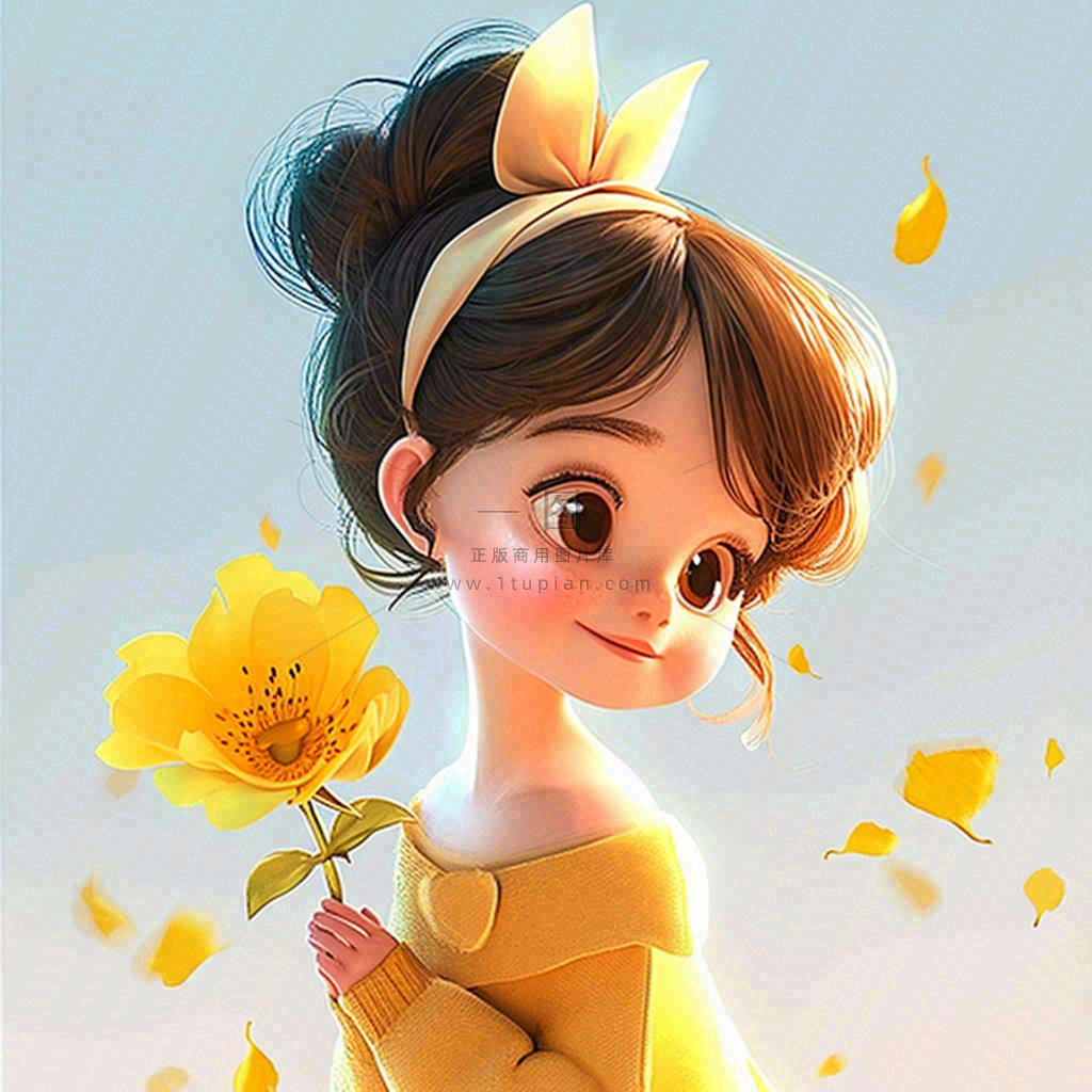 秋天秋叶飘落黄衣少女在欣赏美景,秋分