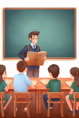 上课老师学生扁平插画背景 上课老师学生扁平插画背景