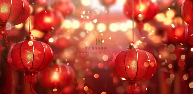 红色年味灯笼烟花新年过年喜庆春节年味摄影图