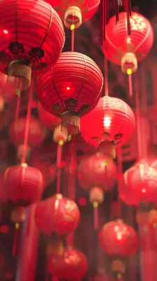 新春佳节红色灯笼元宵节小年除夕夜喜庆节日背景