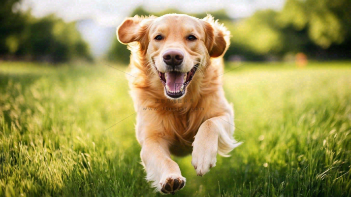 草丛里飞奔的金毛小狗宠物动物摄影图 草丛里飞奔的金毛小狗宠物动物摄影图