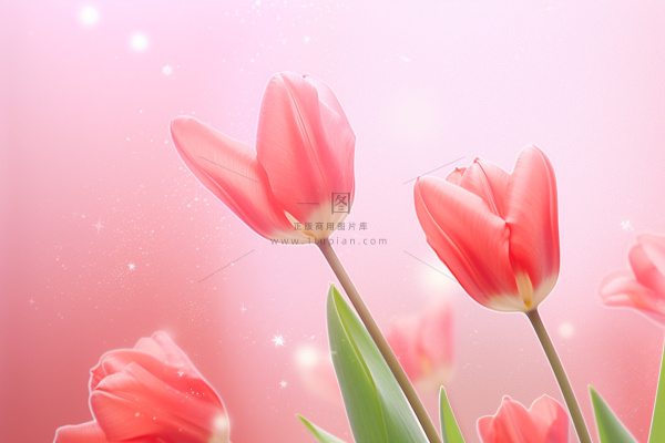 粉色清新郁金香鲜花背景