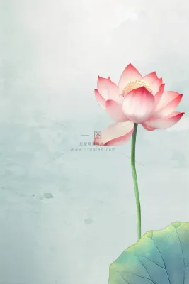 青色国风简约淡雅荷花背景 青色国风简约淡雅荷花背景