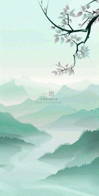 夏天青山绿水国风端午节处暑插画背景 夏天青山绿水国风端午节处暑插画背景
