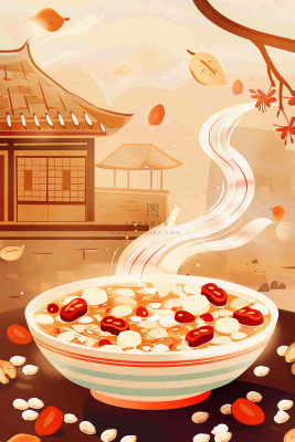 腊八粥春节习俗腊八节卡通插画背景