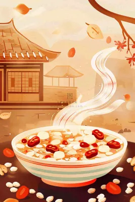 腊八粥春节习俗腊八节卡通插画背景