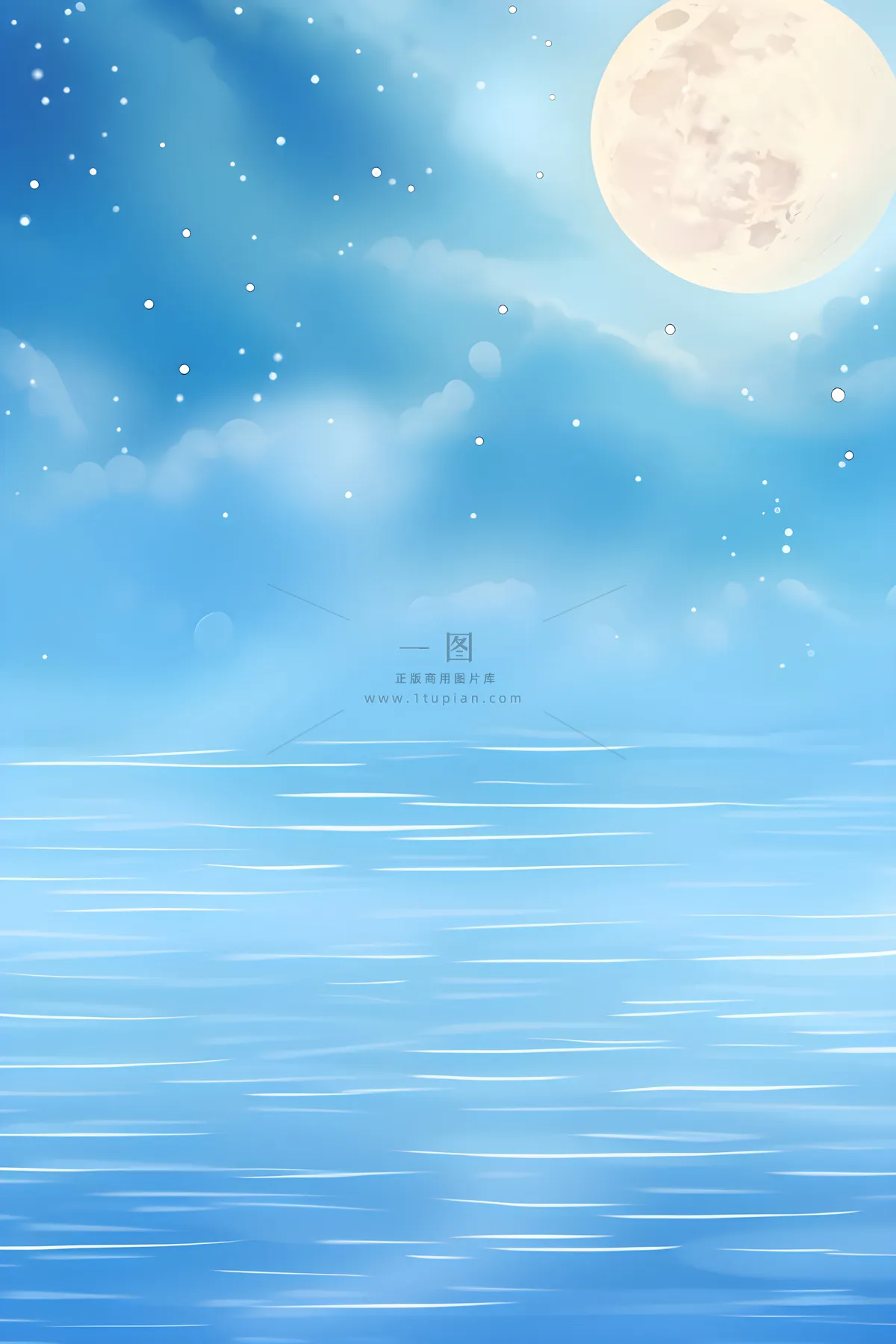 创意现代中国风月满蓝色背景