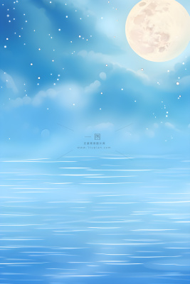 创意现代中国风月满蓝色背景 创意现代中国风月满蓝色背景