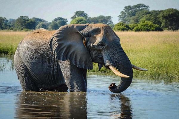 非洲大草原大象象群野生动物保护动物摄影图