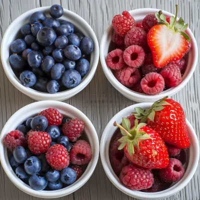 水果拼盘蓝莓树莓草莓摄影图