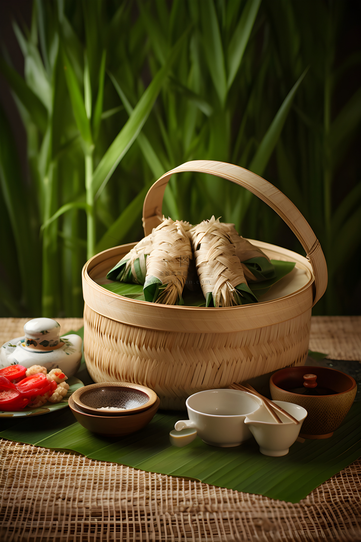 笼屉糕点饭团食物实物场景背景