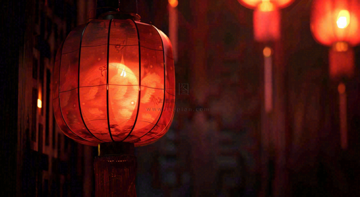 新春佳节红色灯笼元宵节小年除夕夜喜庆摄影图