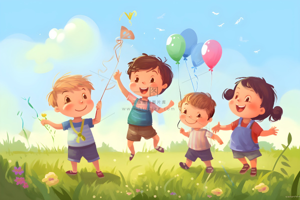 儿童孩子玩耍气球乐园聚会插画海报素材背景 儿童孩子玩耍气球乐园聚会插画海报素材背景