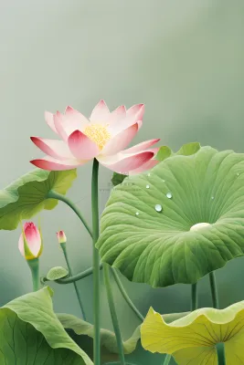 淡雅荷花绿色简约背景