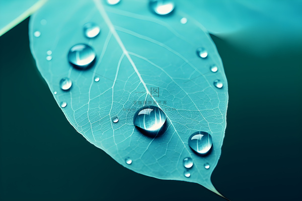 树叶露珠青色大气意境背景 树叶露珠青色大气意境背景