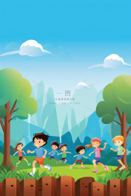儿童玩耍草地运动海报背景 儿童玩耍草地运动海报背景