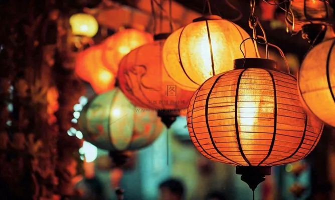 灯笼喜庆中秋佳节夜晚，元宵节摄影图