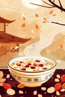 腊八粥春节习俗腊八节卡通插画背景