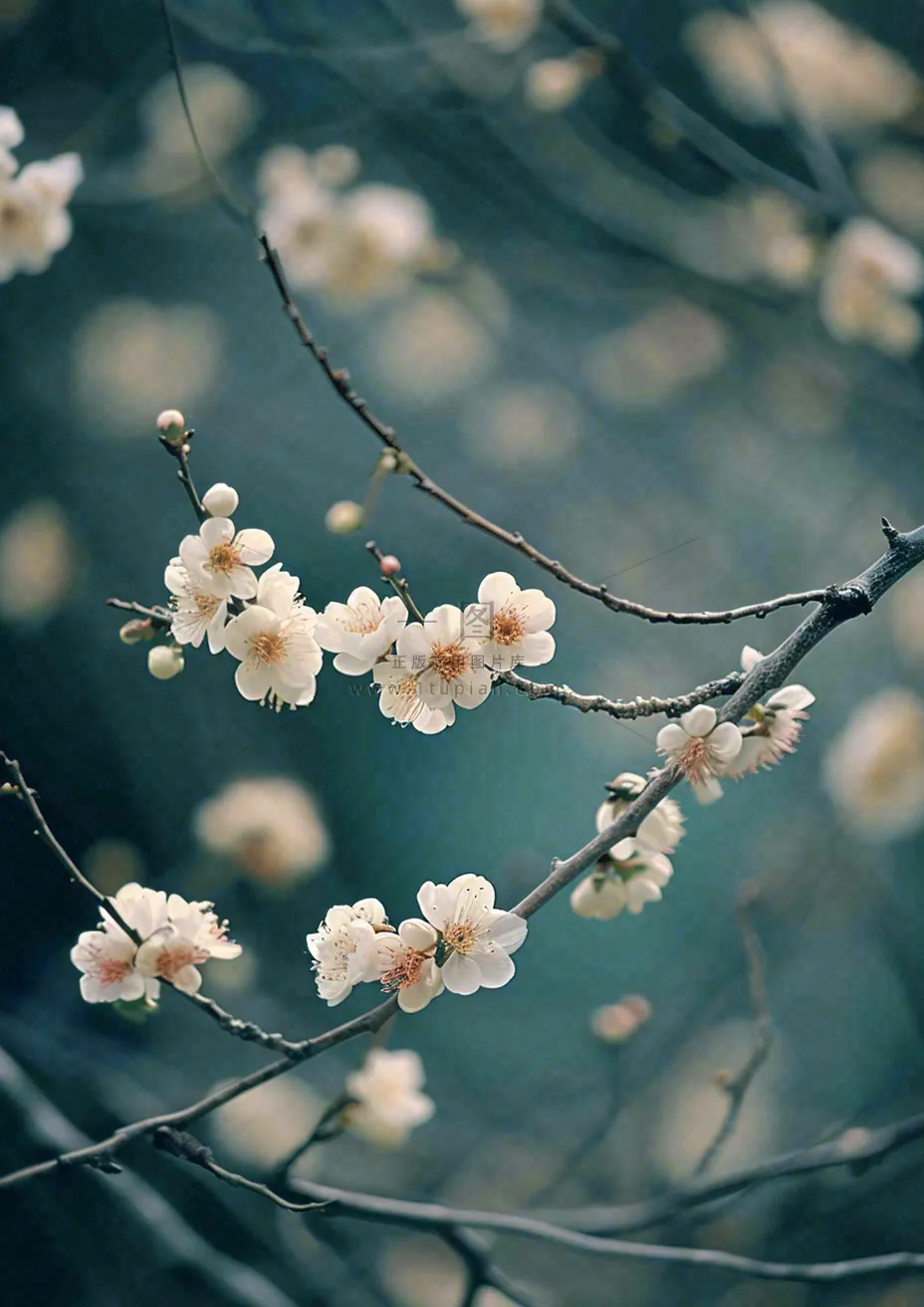 冬天浪漫白色花朵枝叶，冬季植物大雪小雪冬至新春摄影图