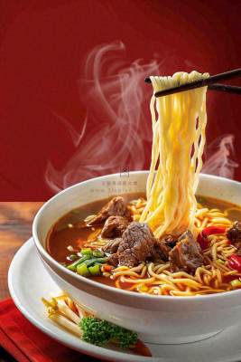 中餐食物美食牛肉面摄影图背景
