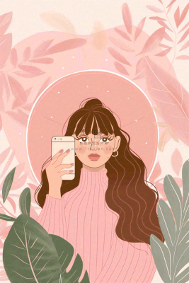 粉色ins时尚女生节绿植女神节妇女节小清新插画背景 粉色ins时尚女生节绿植女神节妇女节小清新插画背景