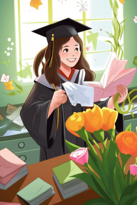 毕业学生穿着学士服花海报素材背景