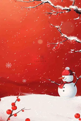 红色宫墙背景白色雪人梅花冬至新年春节小年喜庆卡通插画背景 红色宫墙背景白色雪人梅花冬至新年春节小年喜庆卡通插画背景