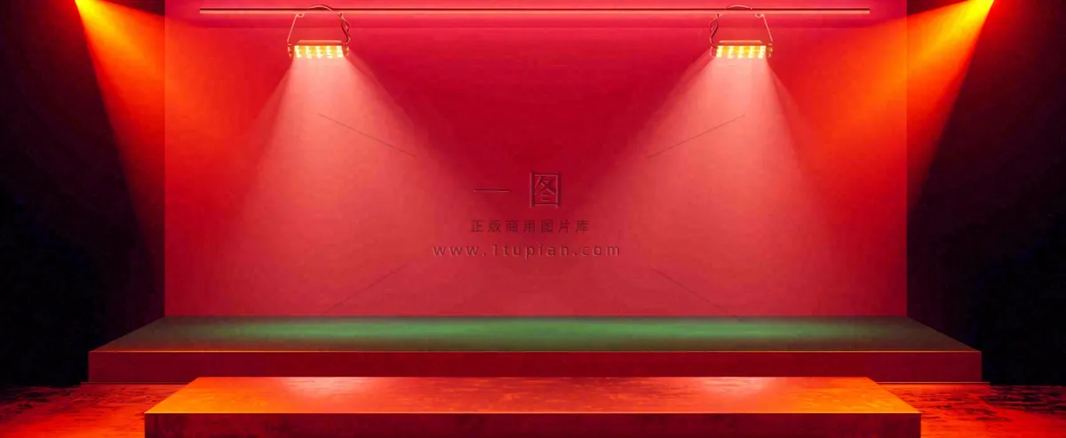 红色渐变灯光舞台质感背景