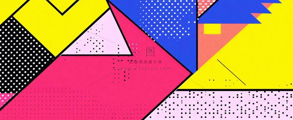 彩色涂鸦墙矩形形状点线面，高饱和色彩青春